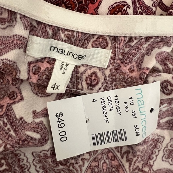 Maurices Plus Size Pink Paisley Tie Waist Jumpsuit size 4X - Picture 11 of 11